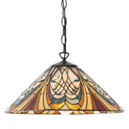 Tiffany Glass Hanging Ceiling Pendant Light Bronze Chain Down Lamp Shade I00121 - thumbnail 4