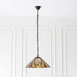 Tiffany Glass Hanging Ceiling Pendant Light Bronze Chain Down Lamp Shade I00121 - thumbnail 5