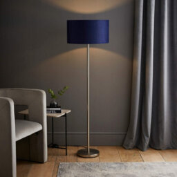 Valuelights Charles Chrome Floor Lamp With Navy Velvet Shade