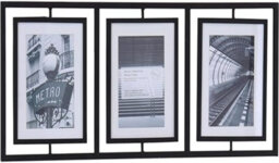 Deenz Sleek Black Metal 3 Picture Modern Contemporary Photo 6X4 '' Frame Display Multi Aperture Design Home Decor Wall Hung - thumbnail 1
