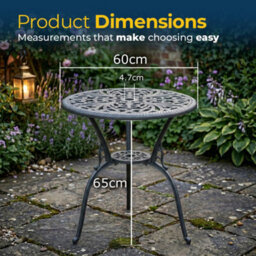 Homeology Bangui Grey Garden And Patio Cast Aluminium Bistro Table - thumbnail 9