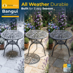 Homeology Bangui Grey Garden And Patio Cast Aluminium Bistro Table - thumbnail 5