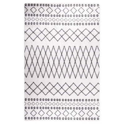 Berkfield Rug Washable 80X150 Cm Black And White Anti Slip