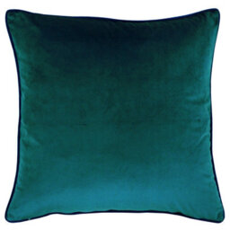 furn. Furn Meridian Velvet Piped Polyester Filled Cushion, Teal/navy, 55 X 55Cm - thumbnail 1
