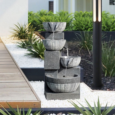 Living And Home Outdoor Solar Powered Garden Water Feature Fountain Rockery Decor 465 mm - image 1