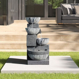Living And Home Outdoor Solar Powered Garden Water Feature Fountain Rockery Decor 465 mm - thumbnail 2