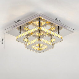 Living And Home Modern Double Tiers Square Crystal Chrome Effect Led Ceiling Light Fixture Dimmable - thumbnail 5