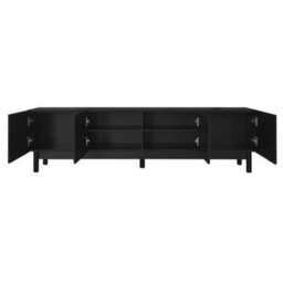 Abrihome Curved Wave Tv Unit, Sculptural Media Storage With Shelves & Sturdy Base, Modern Living Room Centrepiece, Black - thumbnail 4