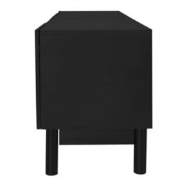Abrihome Curved Wave Tv Unit, Sculptural Media Storage With Shelves & Sturdy Base, Modern Living Room Centrepiece, Black - thumbnail 5