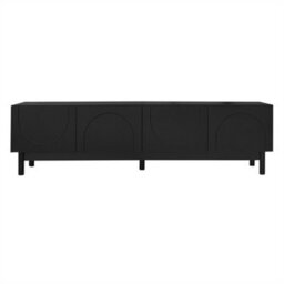 Abrihome Curved Wave Tv Unit, Sculptural Media Storage With Shelves & Sturdy Base, Modern Living Room Centrepiece, Black - thumbnail 3