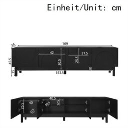 Abrihome Curved Wave Tv Unit, Sculptural Media Storage With Shelves & Sturdy Base, Modern Living Room Centrepiece, Black - thumbnail 6