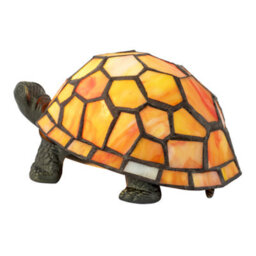 Happy Homewares Quirky Orange And Amber Stained Glass Tiffany Tortoise Table Lamp - thumbnail 3