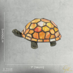 Happy Homewares Quirky Orange And Amber Stained Glass Tiffany Tortoise Table Lamp - thumbnail 7