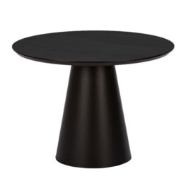 Cone 630 Modern Coffee Table Oak Veneer Top With Black Edge Trim Sturdy Metal Leg Compact 63 Cm Black Oak Design - thumbnail 2