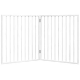 Walplus White Dog Gate Foldable 2 Panels 160 Cm Poplar Wood, Pet Barrier - thumbnail 4