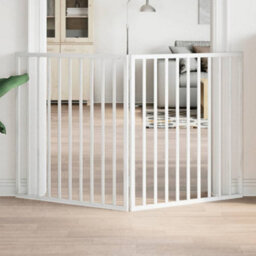 Walplus White Dog Gate Foldable 2 Panels 160 Cm Poplar Wood, Pet Barrier - thumbnail 1
