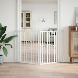 Walplus White Dog Gate Foldable 2 Panels 160 Cm Poplar Wood, Pet Barrier - thumbnail 3