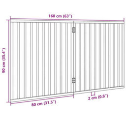 Walplus White Dog Gate Foldable 2 Panels 160 Cm Poplar Wood, Pet Barrier - thumbnail 9