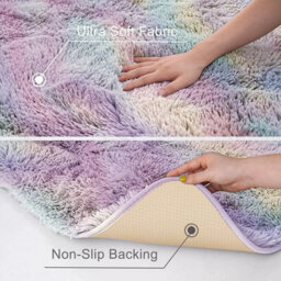 Ameha Rainbow Shaggy Rug Hallway Runner For Living Dining Room Bedroom Kitchen Rugs Modern Pet Friendly Rugs-60X220 Cm - thumbnail 8