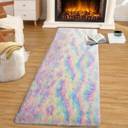 Ameha Rainbow Shaggy Rug Hallway Runner For Living Dining Room Bedroom Kitchen Rugs Modern Pet Friendly Rugs-60X220 Cm - thumbnail 3