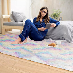 Ameha Rainbow Shaggy Rug Hallway Runner For Living Dining Room Bedroom Kitchen Rugs Modern Pet Friendly Rugs-60X220 Cm - thumbnail 7