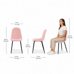Bravich Ron Velvet Dining Chair - Pink, Set Of 2 - thumbnail 5
