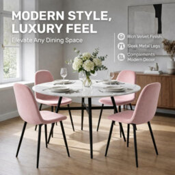 Bravich Ron Velvet Dining Chair - Pink, Set Of 2 - thumbnail 3