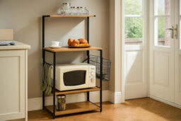 Celino 4 Tier Microwave Oven Stand Shelf Rack With Hooks Kitchen Cutlery Storage Organiser 75.5X40X123 Cm - thumbnail 2