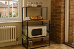 Celino 4 Tier Microwave Oven Stand Shelf Rack With Hooks Kitchen Cutlery Storage Organiser 75.5X40X123 Cm - thumbnail 1
