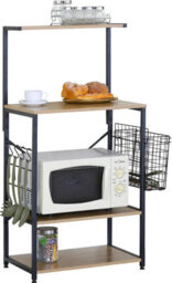 Celino 4 Tier Microwave Oven Stand Shelf Rack With Hooks Kitchen Cutlery Storage Organiser 75.5X40X123 Cm - thumbnail 3