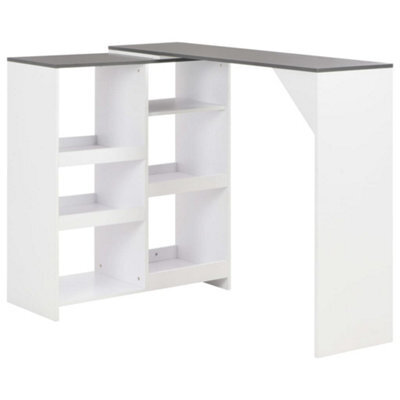 Berkfield Bar Table With Moveable Shelf White 138X39X110 Cm - image 1