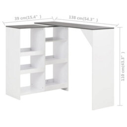 Berkfield Bar Table With Moveable Shelf White 138X39X110 Cm - thumbnail 6