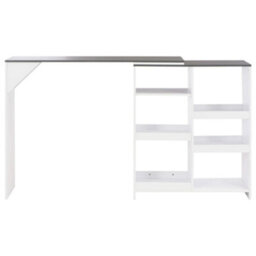 Berkfield Bar Table With Moveable Shelf White 138X39X110 Cm - thumbnail 3