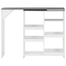 Berkfield Bar Table With Moveable Shelf White 138X39X110 Cm - thumbnail 2