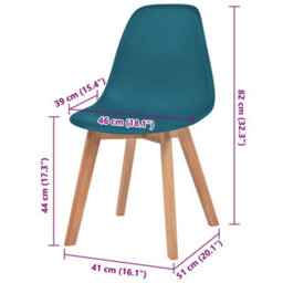 Vidaxl Dining Chairs 4 Pcs Turquoise Plastic Dining Chairs - thumbnail 6