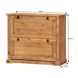 Mercers Furniture Corona 2 Shelf Shoe Rack Chest Solid Wood Pine Antique Wax Wooden - thumbnail 4