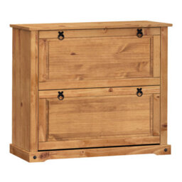 Mercers Furniture Corona 2 Shelf Shoe Rack Chest Solid Wood Pine Antique Wax Wooden - thumbnail 2