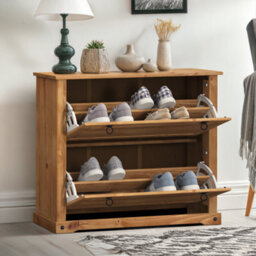 Mercers Furniture Corona 2 Shelf Shoe Rack Chest Solid Wood Pine Antique Wax Wooden - thumbnail 5