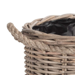 Red Hamper Ra029/1 Rattan Medium Rope Handled Rattan Round Planter With Plastic Lining - thumbnail 2