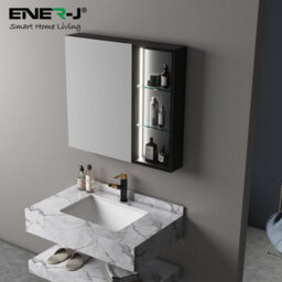 Ener-J Black Aluminum Led Mirror Cabinet Sleek Rectangular Design 75X68 Cm - thumbnail 5