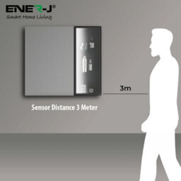 Ener-J Black Aluminum Led Mirror Cabinet Sleek Rectangular Design 75X68 Cm - thumbnail 4