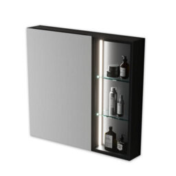 Ener-J Black Aluminum Led Mirror Cabinet Sleek Rectangular Design 75X68 Cm - thumbnail 1