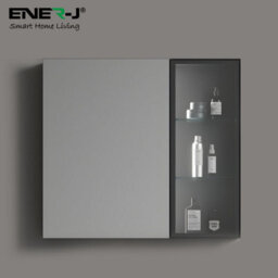 Ener-J Black Aluminum Led Mirror Cabinet Sleek Rectangular Design 75X68 Cm - thumbnail 2