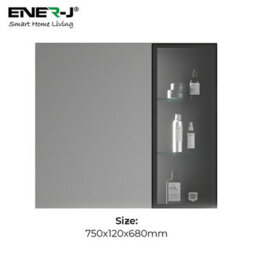 Ener-J Black Aluminum Led Mirror Cabinet Sleek Rectangular Design 75X68 Cm - thumbnail 3