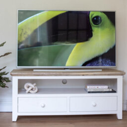 Statement Furniture Florence White Tv Stand With 2 Drawers And Shelf