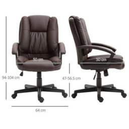 Brown Swivel Executive Office Chair Mid Back Pu Leather With Arm - thumbnail 2