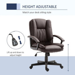 Brown Swivel Executive Office Chair Mid Back Pu Leather With Arm - thumbnail 4