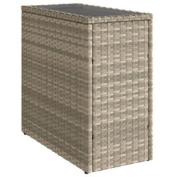Berkfield Garden Side Table With Glass Top Light Grey 58X27.5X55 Cm Poly Rattan - thumbnail 7
