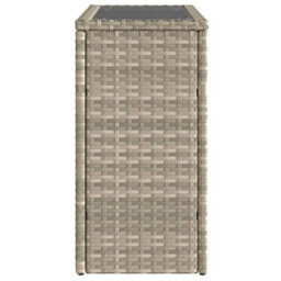 Berkfield Garden Side Table With Glass Top Light Grey 58X27.5X55 Cm Poly Rattan - thumbnail 5
