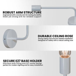 Modern White Wall Light Led E27 Bulb Vertical Wall Sconce Metal Industrial Minimalist Wall Lamp With Bulb - thumbnail 6